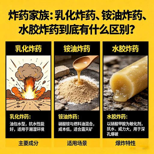 高港炸药家族：乳化炸药、铵油炸药、水胶炸药到底有什么区别？